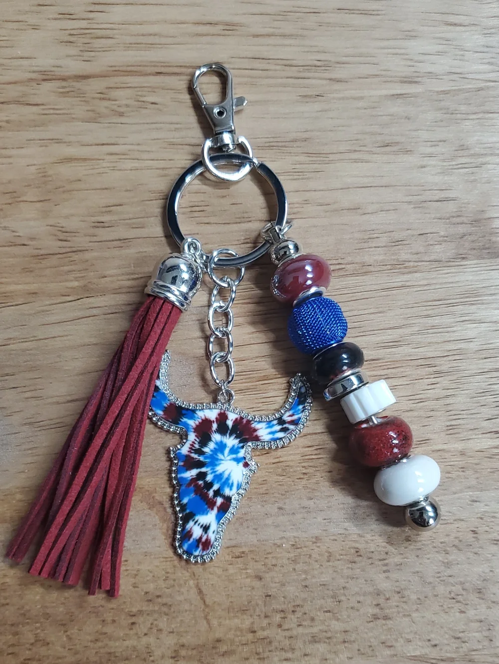 Western Style Blue And Brown Keychain